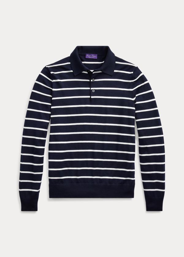 Ralph Lauren Striped Wool Polo Striktrøje Herre Danmark (XIEDO6201)